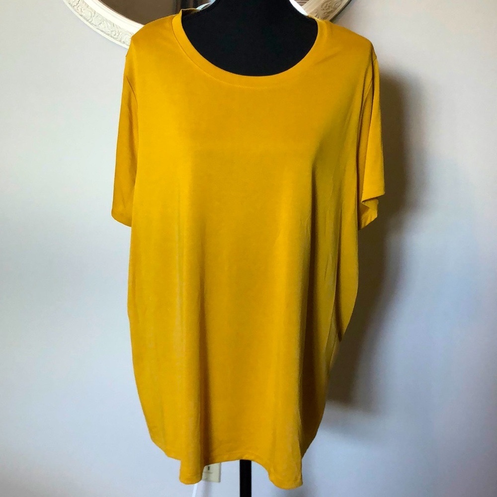 NWT Ava & Viv Short-sleeve Tunic/scoop Tee Mustard 1x